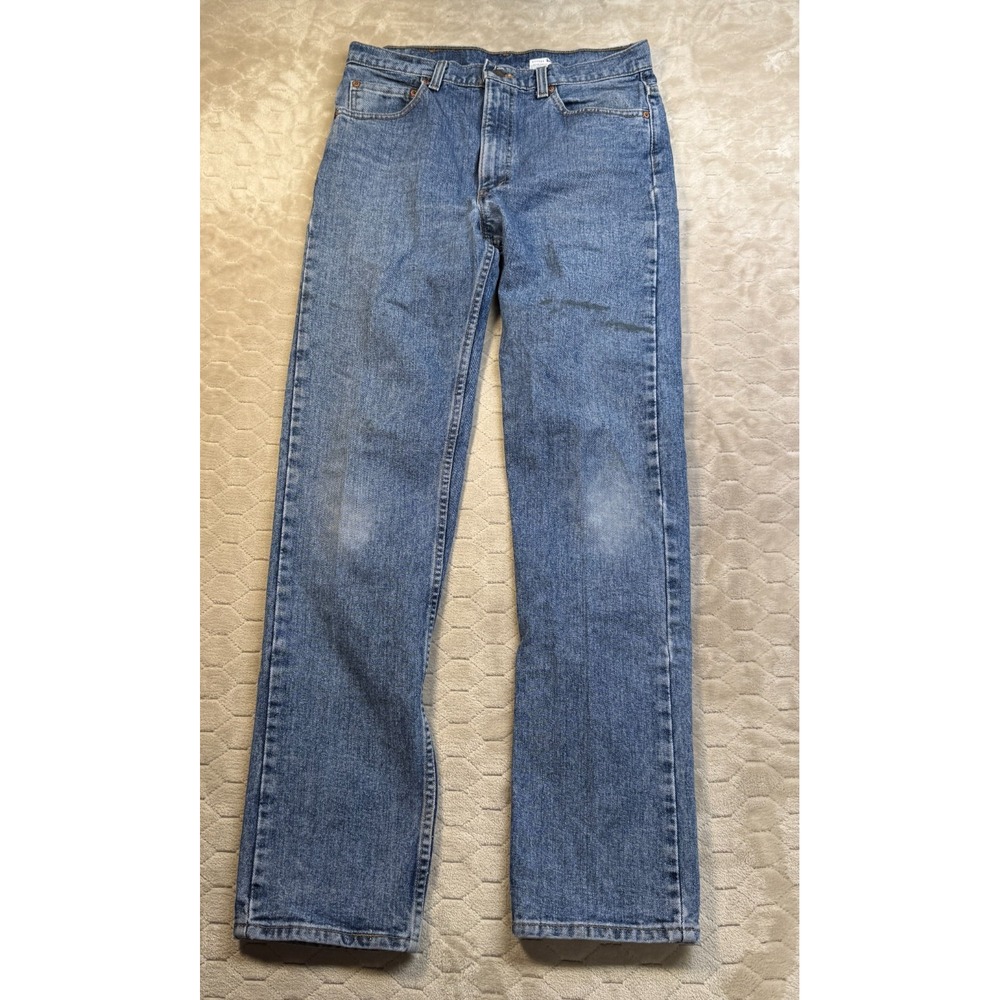 Vintage 90s Levis 505 Jeans Red Batwing Faded Painted Made in USA 1993 32x33